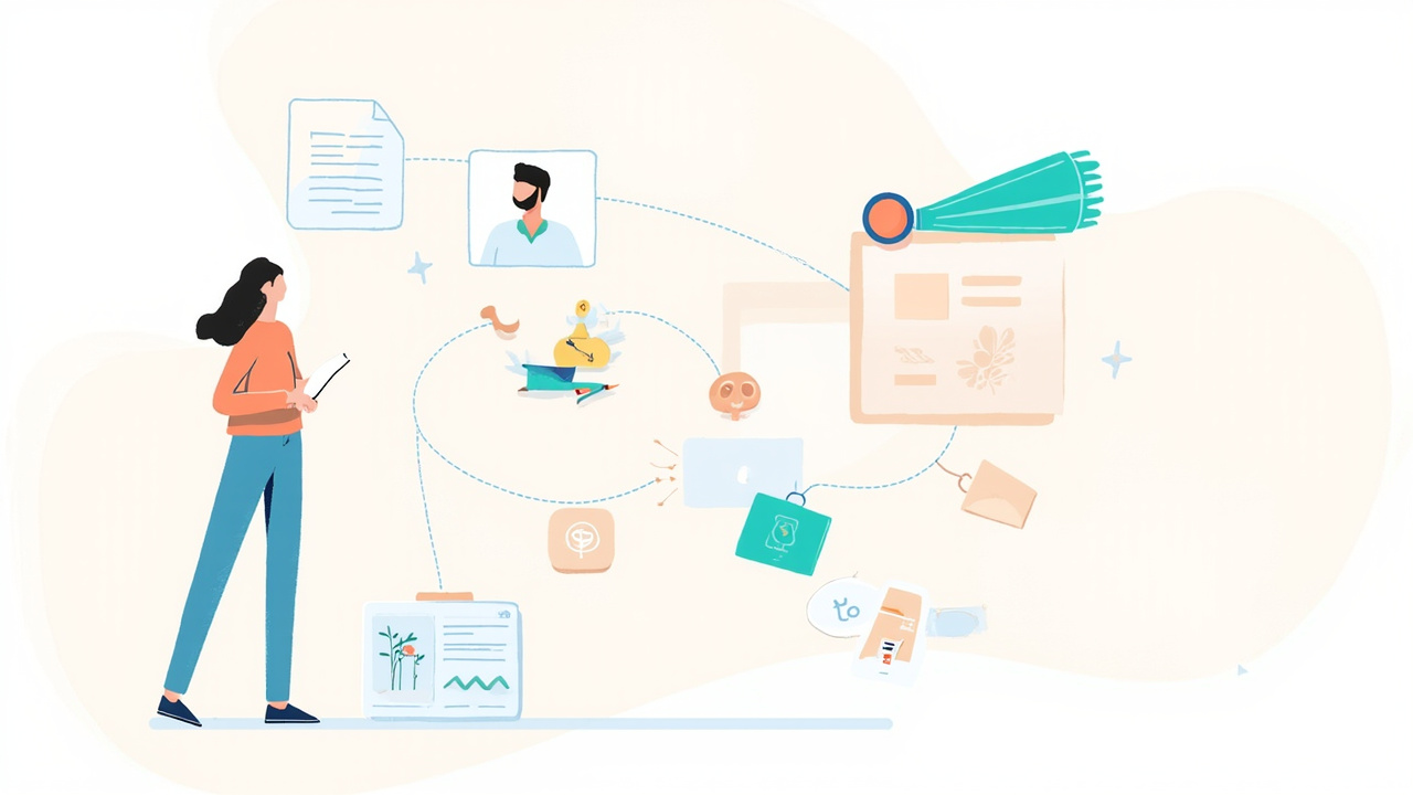 Illustration einer strukturierten Übersicht zu Beratungs- und Hilfsangeboten