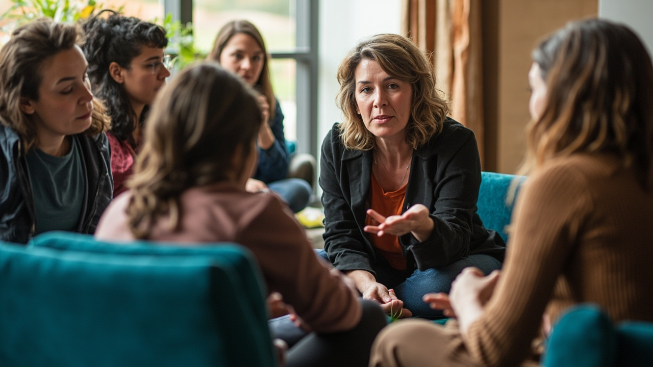 Illustration einer Selbsthilfegruppe im Austausch